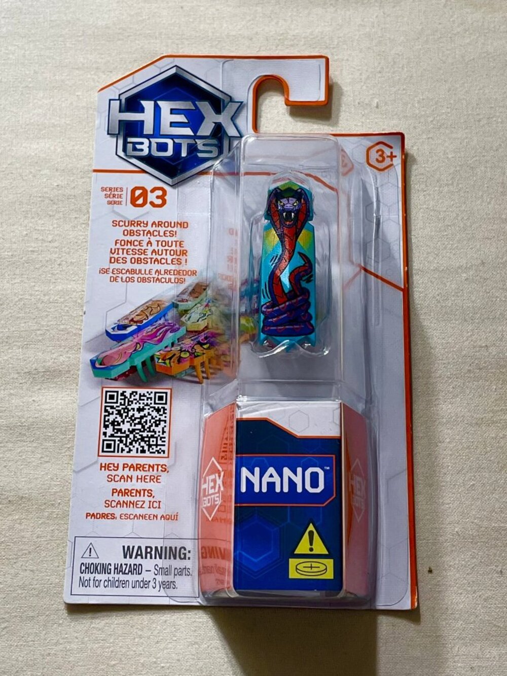 Hex Bots Nano Series 3 Vibrating Sensory Toy Moves, Redirects, Flips Bk Over NEW